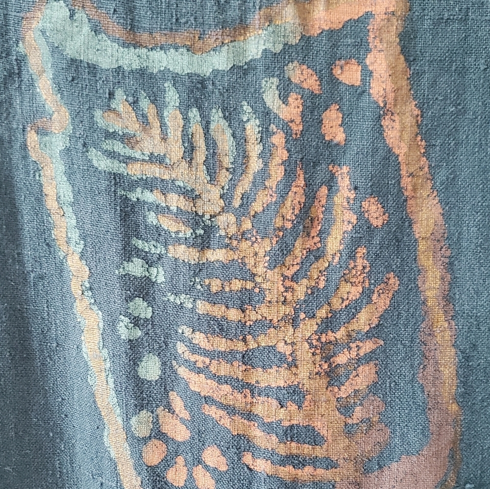 Studio Ease Vintage Linen Maxi Dress With Fall Leaf Stamp Lagon Look - Picture 3 of 7